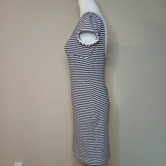 JUICY COUTURE Y2K Striped Fitted Blue & White Full Back Zipper Dress Size Small - Picture 3 of 8